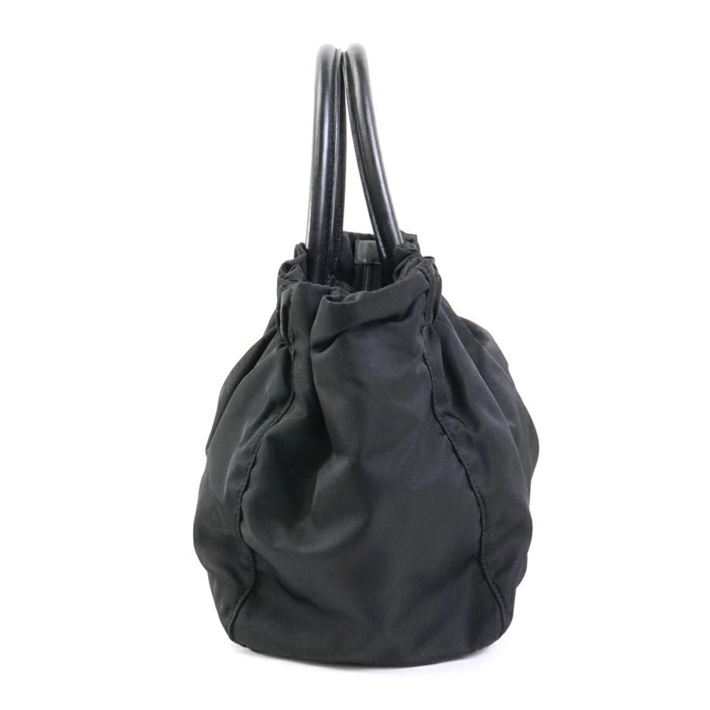 Prada Satchel triangle enamel Tessuto gathered Bow black